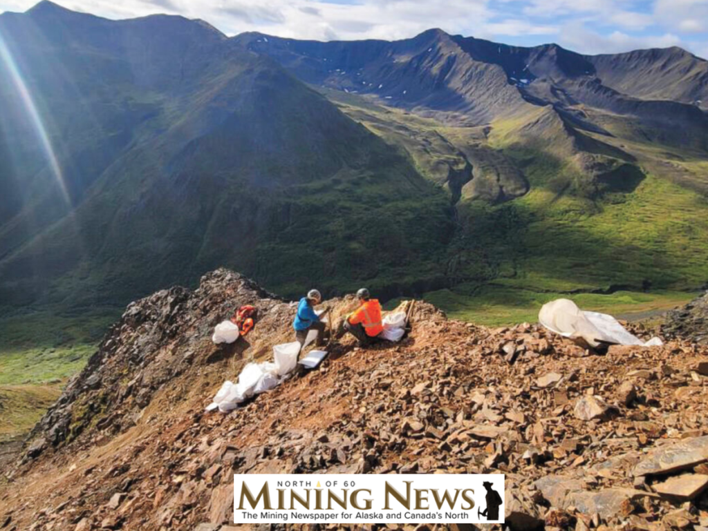 Image of geologists collecting samples at the Stibium prospect