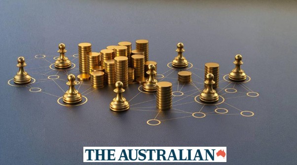 Image of gold coins and golden chess pieces